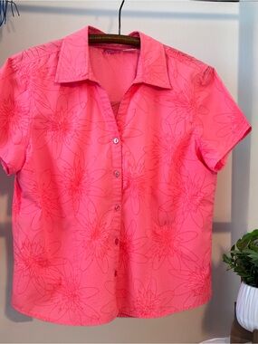 Pappagallo Pink Floral Short-Sleeve Button-Down Shirt